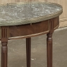 Antique French Louis XVI Mahogany Marble Top Oval Bouillotte Table