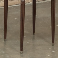 Antique French Louis XVI Mahogany Marble Top Oval Bouillotte Table