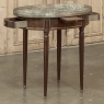 Antique French Louis XVI Mahogany Marble Top Oval Bouillotte Table