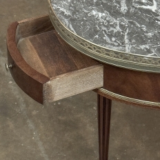 Antique French Louis XVI Mahogany Marble Top Oval Bouillotte Table