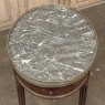 Antique French Louis XVI Mahogany Marble Top Oval Bouillotte Table