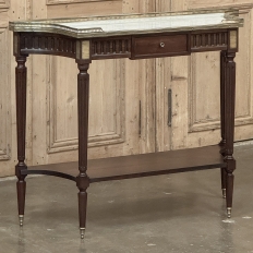 Antique French Directoire Neoclassical Mahogany Console with Carrara Marble