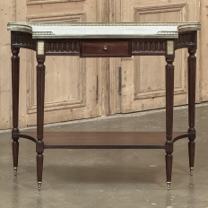 Antique French Directoire Neoclassical Mahogany Console with Carrara Marble