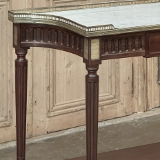 Antique French Directoire Neoclassical Mahogany Console with Carrara Marble