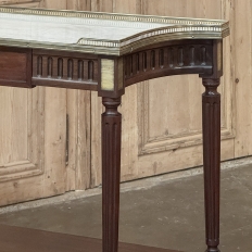 Antique French Directoire Neoclassical Mahogany Console with Carrara Marble