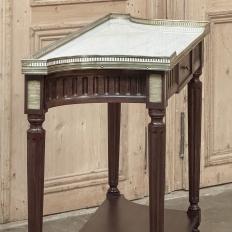 Antique French Directoire Neoclassical Mahogany Console with Carrara Marble