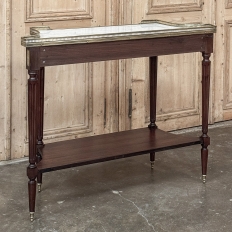 Antique French Directoire Neoclassical Mahogany Console with Carrara Marble