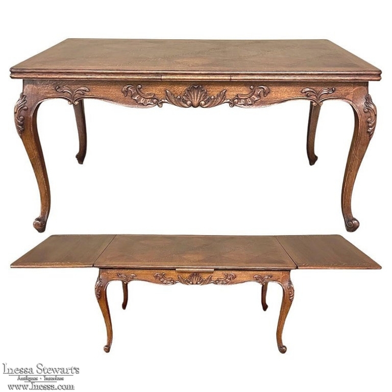 Antique French Louis XV Draw Leaf Dining Table