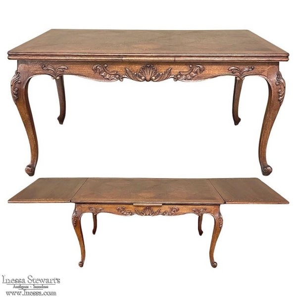 Antique French Louis XV Draw Leaf Dining Table