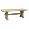 Rustic European Stripped Oak Trestle Dining Table