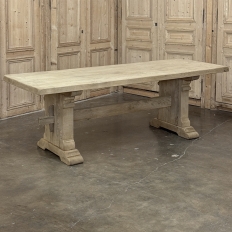 Rustic European Stripped Oak Trestle Dining Table