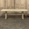 Rustic European Stripped Oak Trestle Dining Table