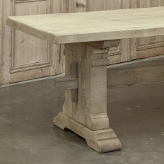 Rustic European Stripped Oak Trestle Dining Table