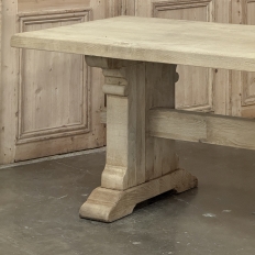 Rustic European Stripped Oak Trestle Dining Table