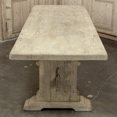 Rustic European Stripped Oak Trestle Dining Table