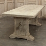 Rustic European Stripped Oak Trestle Dining Table