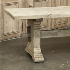 Rustic European Stripped Oak Trestle Dining Table