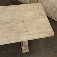 Rustic European Stripped Oak Trestle Dining Table