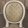Set of 8 Antique French Louis XVI Painted Dining Chairs with Damascene Upholstery