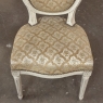 Set of 8 Antique French Louis XVI Painted Dining Chairs with Damascene Upholstery