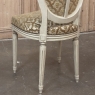 Set of 8 Antique French Louis XVI Painted Dining Chairs with Damascene Upholstery