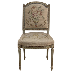 フランス アンティーク Chair Antique French Louis XVI Painted Tapestry Chair