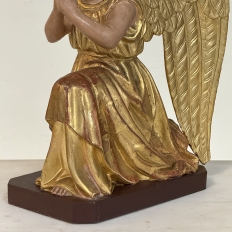 Pair 18th Century Hand-Carved Polychromed Wood Angels