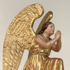Pair 18th Century Hand-Carved Polychromed Wood Angels