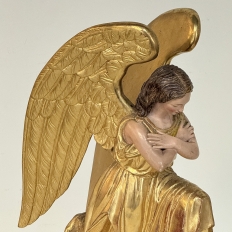 Pair 18th Century Hand-Carved Polychromed Wood Angels