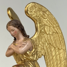 Pair 18th Century Hand-Carved Polychromed Wood Angels