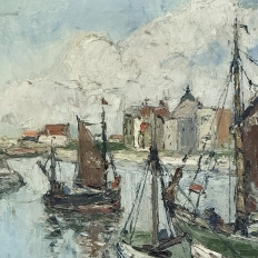 Antique Framed Oil Painting on Canvas by Rene Clarot (1882-1972)