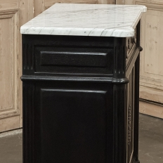 Antique French Louis XVI Petite Mahogany Buffet with Carrara Marble