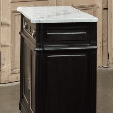 Antique French Louis XVI Petite Mahogany Buffet with Carrara Marble