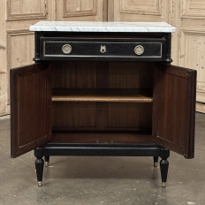 Antique French Louis XVI Petite Mahogany Buffet with Carrara Marble