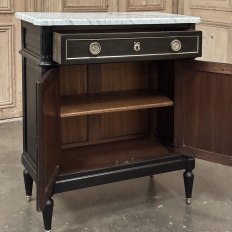 Antique French Louis XVI Petite Mahogany Buffet with Carrara Marble