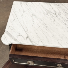 Antique French Louis XVI Petite Mahogany Buffet with Carrara Marble