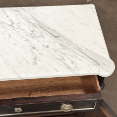 Antique French Louis XVI Petite Mahogany Buffet with Carrara Marble