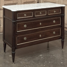 Antique French Louis XVI Mahogany Commode with Carrara Marble