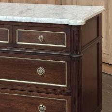 Antique French Louis XVI Mahogany Commode with Carrara Marble