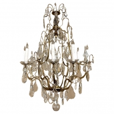 Elegant Parisian Style Brass and Cut Crystal Chandelier