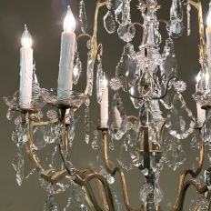 Elegant Parisian Style Brass and Cut Crystal Chandelier