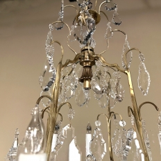 Elegant Parisian Style Brass and Cut Crystal Chandelier