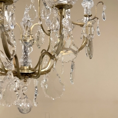 Elegant Parisian Style Brass and Cut Crystal Chandelier