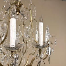 Elegant Parisian Style Brass and Cut Crystal Chandelier
