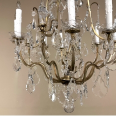 Elegant Parisian Style Brass and Cut Crystal Chandelier