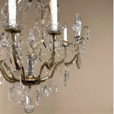 Elegant Parisian Style Brass and Cut Crystal Chandelier