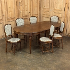 Antique Louis XVI Parquet Dining Table with Pop-Up Leaf