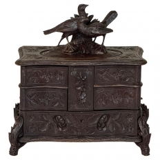 19th Century Black Forest Hand-Carved Jewelry Box