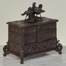 19th Century Black Forest Hand-Carved Jewelry Box