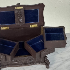 19th Century Black Forest Hand-Carved Jewelry Box